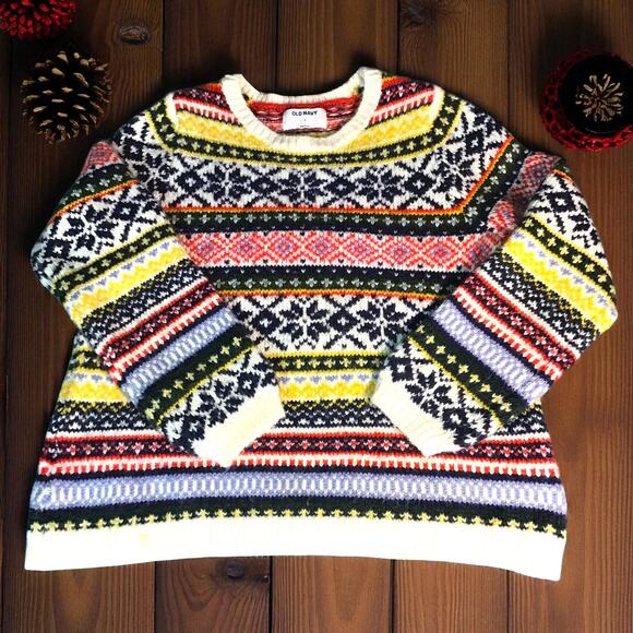 Fair Isle Knit Sweater Women's S Nordic Pattern Winter Ski Lodge Old Navy - Picture 1 of 14
